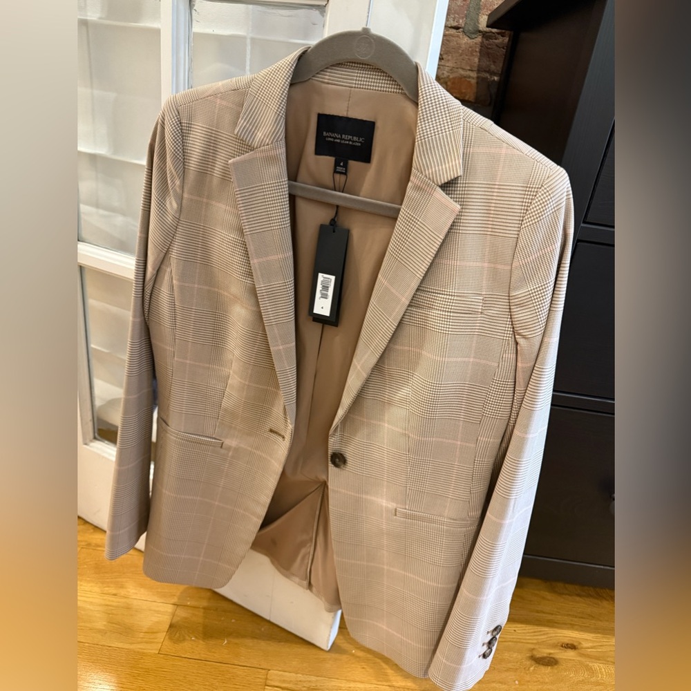 Banana Republic Plaid Blazer size 4 new with tags
